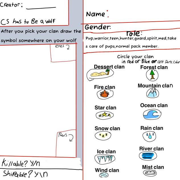 CS sheets for Mist clan wolves