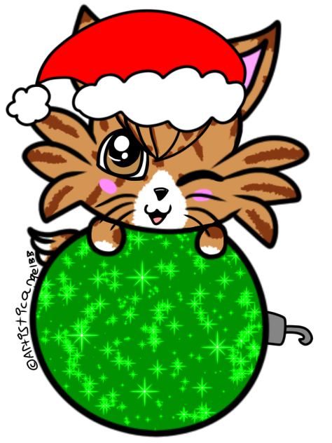 Orange Tabby Kitten On Christmas
