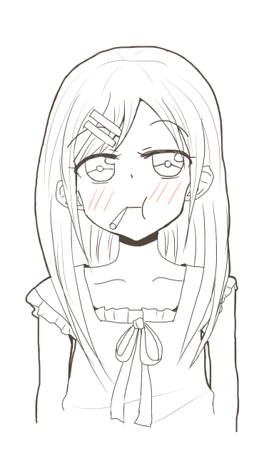飴舐めてる女の子線画