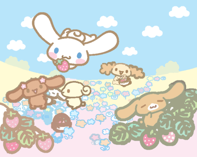 Cinnamoroll & buddy picking strawberry 🍓