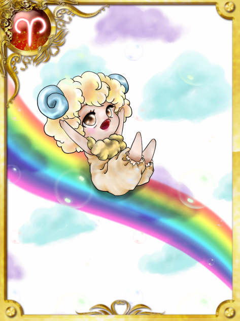 シリーズ１２星座 おひつじ座 をカード風にしてみた。