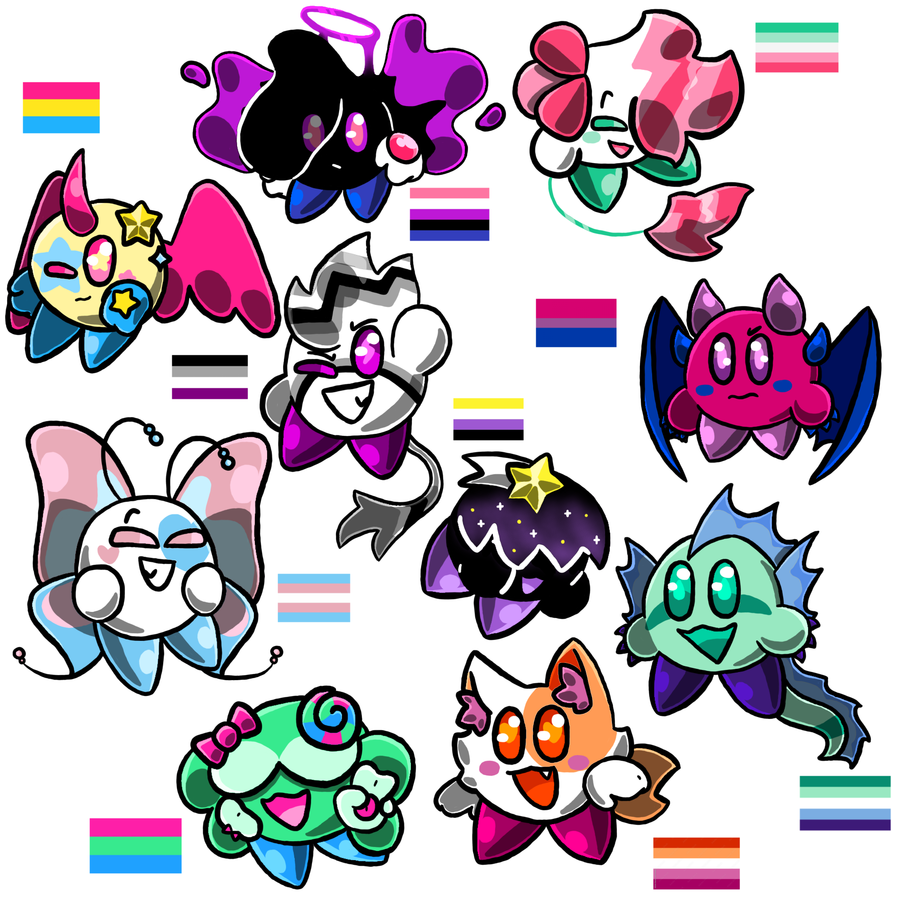 Kirby OCs based on pride flags - ibisPaint