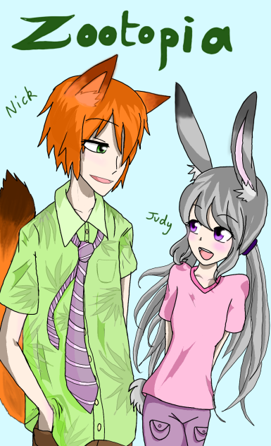Zootopia into anime- Judy and Nick