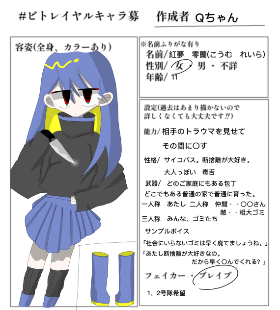 キャラ募！！