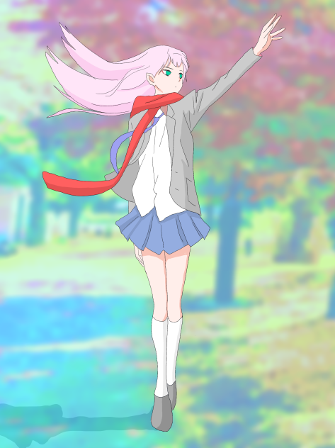 Zero Two with school girl uniform