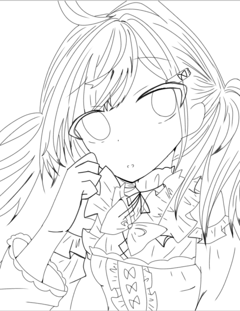 メイド服×オリキャラ  線画(塗り絵)