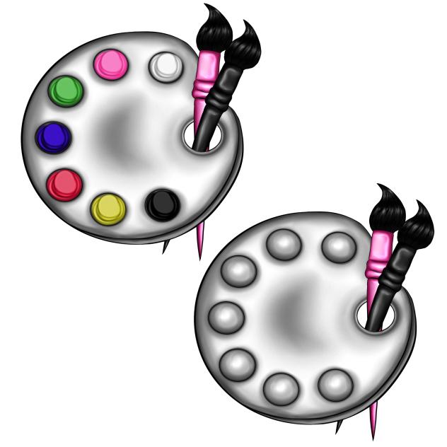 Palette with brushes 🎨👩🏽‍🎨