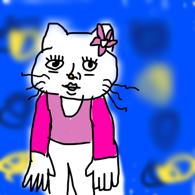 Depressed hello Kitty in starry night