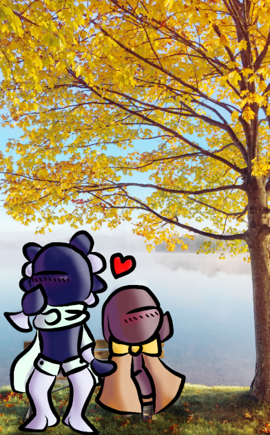 Neo and Wide on a bench