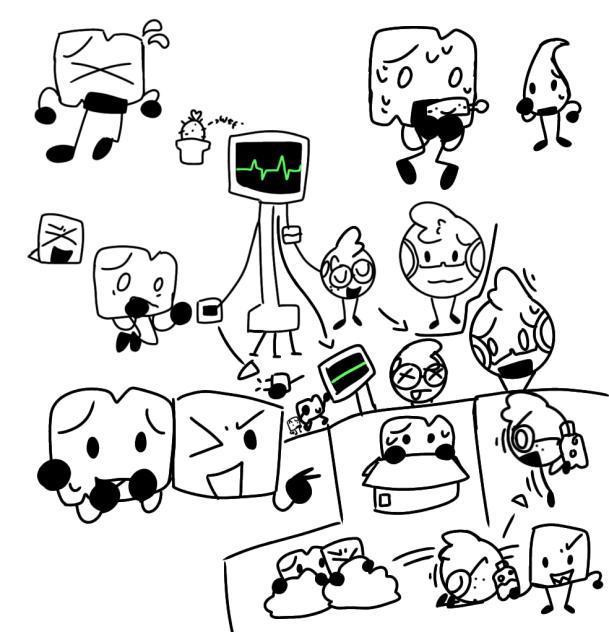 Blocky and Woody doodles