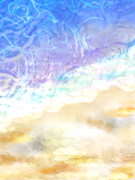 背景、波打ち際