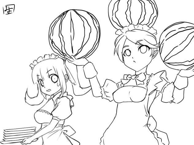 メイドさんの日常（線画
