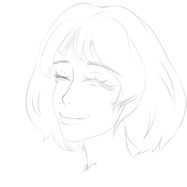 Smiling girl (line art)