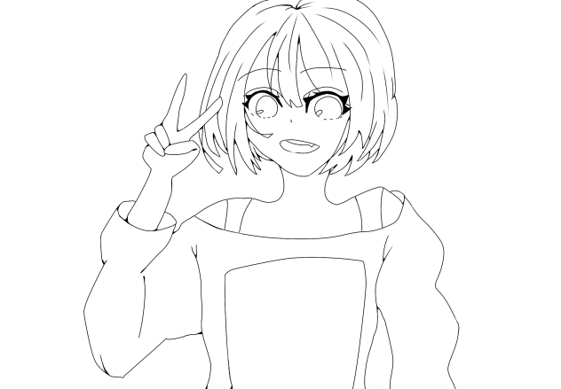 女の子　線画