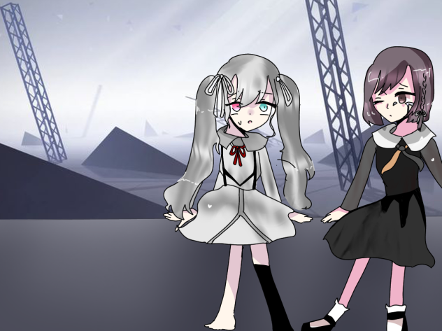 泣き出すえななんと、心配するミク