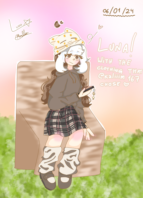 Luna with the clothing you guys chose!