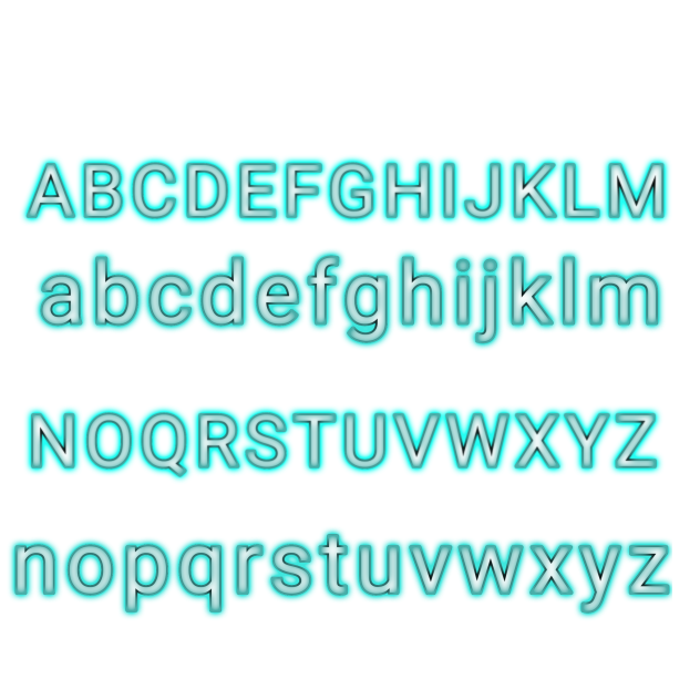 Glow Letters LBlue trnspnt bg