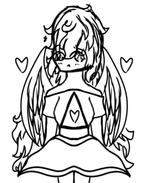 Angel with crazy hair sketch