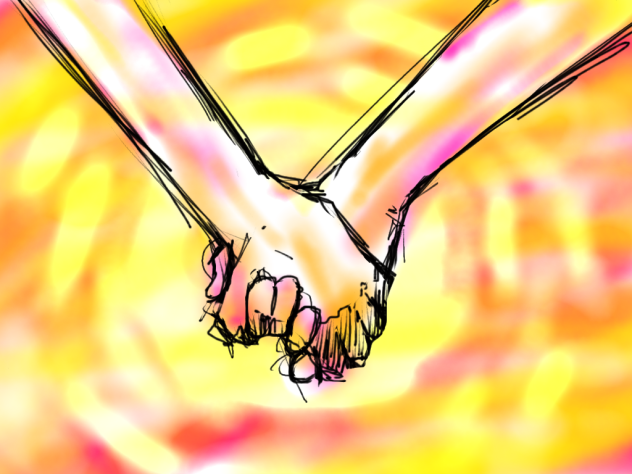 手だけ描いたー