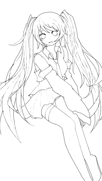 【線画】ミクさん