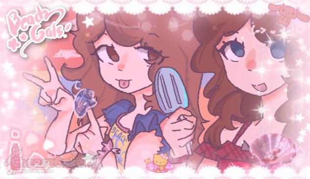 🐚Wallpaper coms-Cutecore beach Gals! 🐚