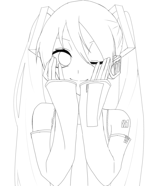 フリー線画(初音ミク)