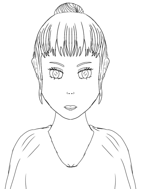 The girl in the garden outline