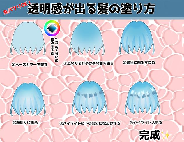 透明感が出る髪の塗り方