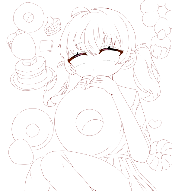 すいーつじょし  線画