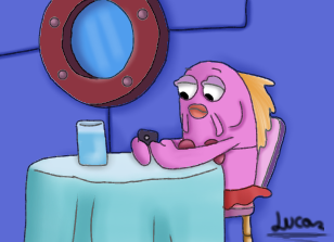 desenhando a figurante do bob esponja.