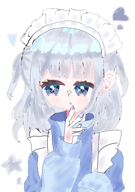 オリジナルイラスト ジャージメイドちゃん(手描き) コミックライクなメイドさん🩵 #イラスト#illustration#ジャージ