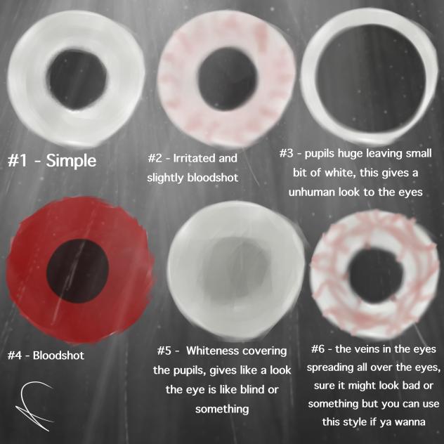 Different Eye styles for horror artists