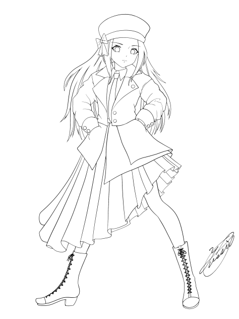 The girl who stands up（線画）