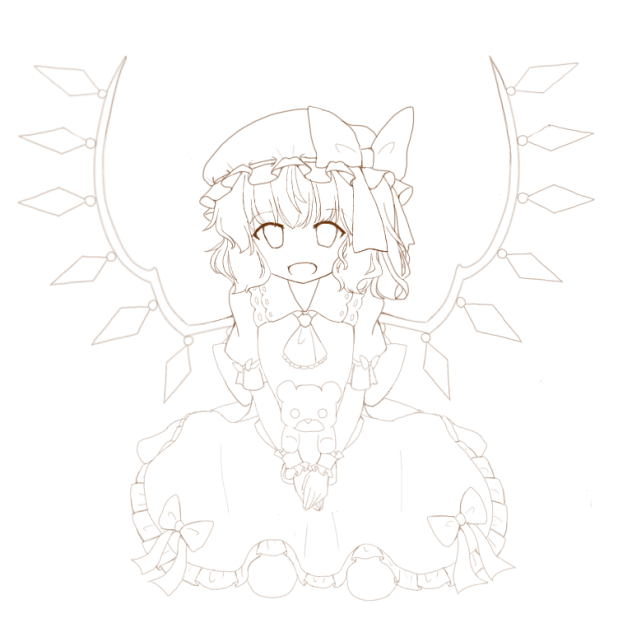 ぬいぐるみとフランちゃん 線画