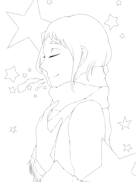 【線画】星に願いを