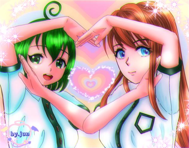 先輩と後輩がラブラブな図♡