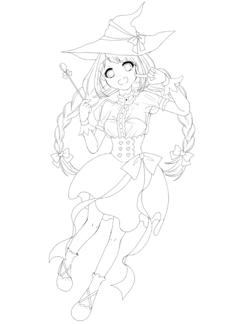 チョコ魔女さんのスイートチョコマジック🍓🍫〈線画〉