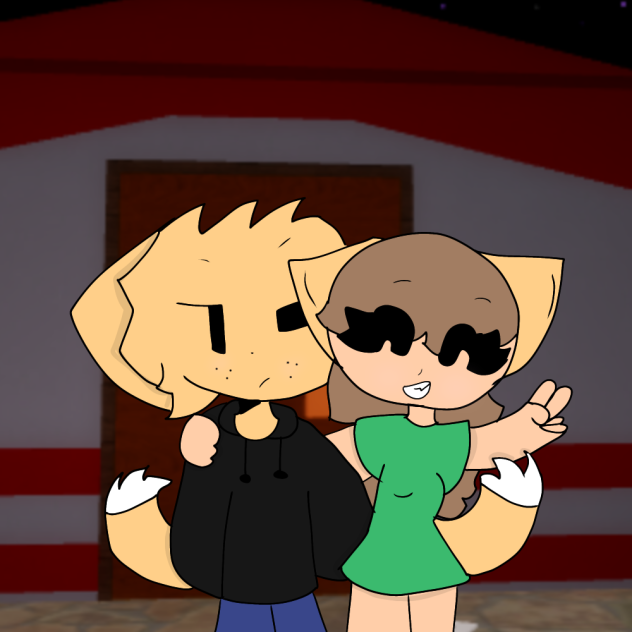 Drawing me and foxyシ