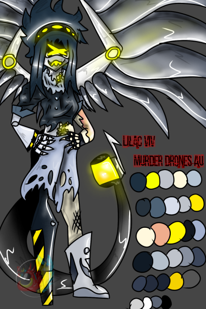 Lilac Viv Murder Drones AU Ref Sheet