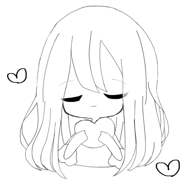 過去絵の女の子線画 Ibispaint