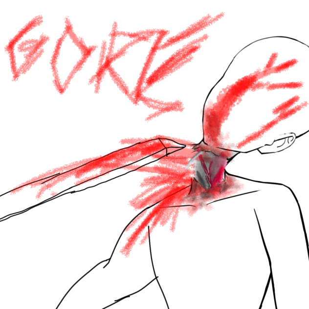 warning. drawing contains blood
