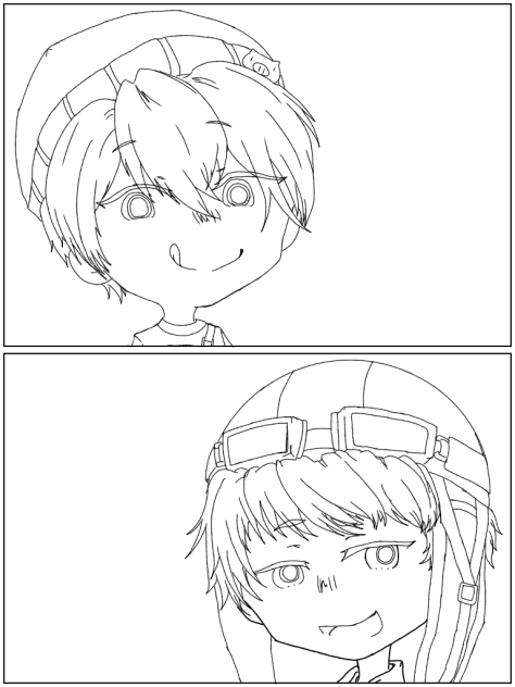 煽り組 線画