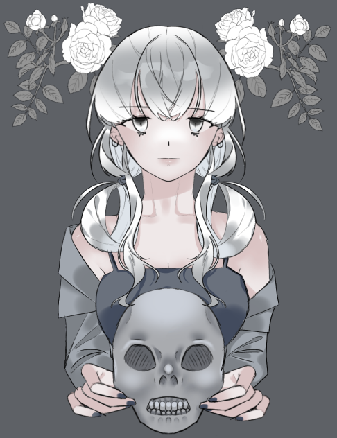 백발소녀와 해골💀🩶🤍