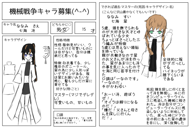 機械戦争　キャラ募集　七海冴