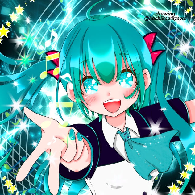 エレクトリックスター(星川ヤヨイさんの線画お借りしました！)初音ミクカラー