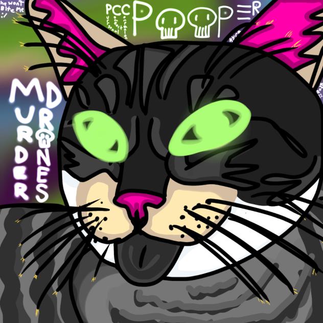 My cat, Pooper, as a Murder Drones pet