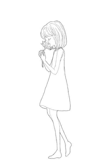 【線画】花の香り