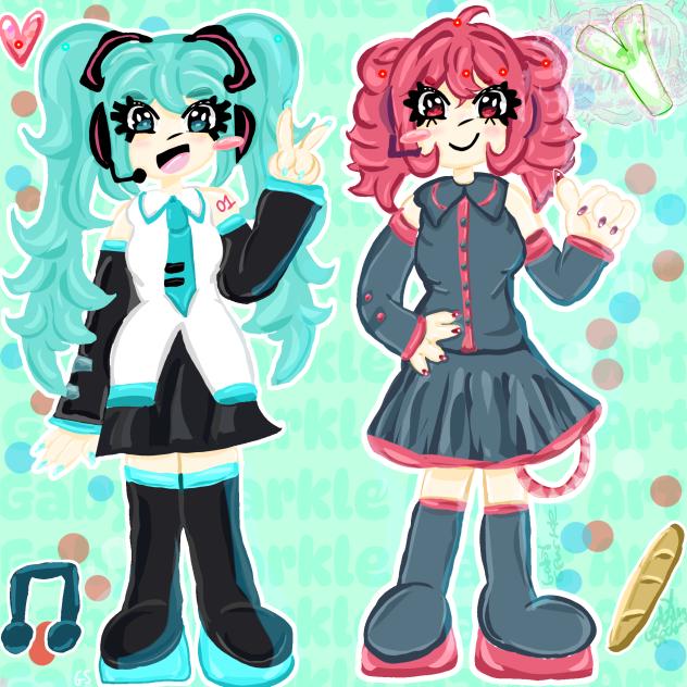 Miku and Teto lasso art