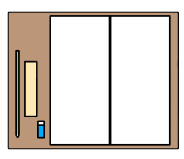 はじめて勉強机を描きました。