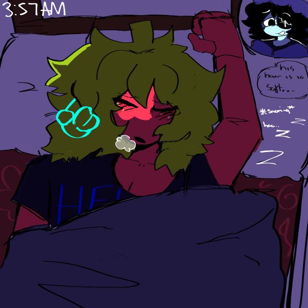 long haired sprout again 3; sleeping
